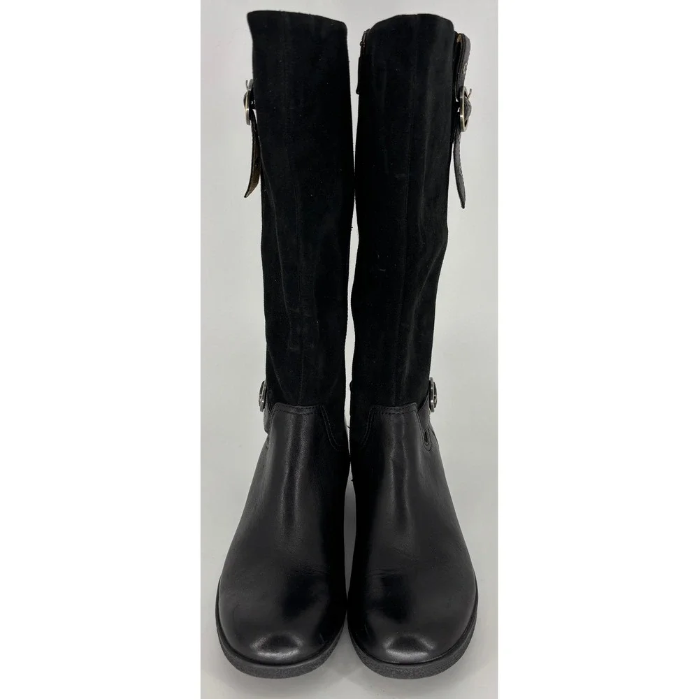 Dansko Dawn Waterproof Tall Boots Black Women Size 41 Leather Suede Buckle